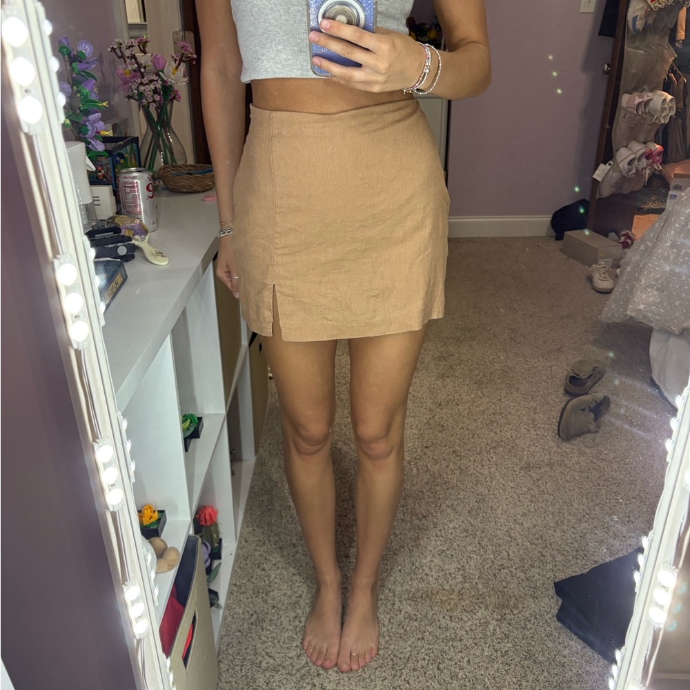 Abercrombie & Fitch Tan Beige Mini Skirt with Front Slit